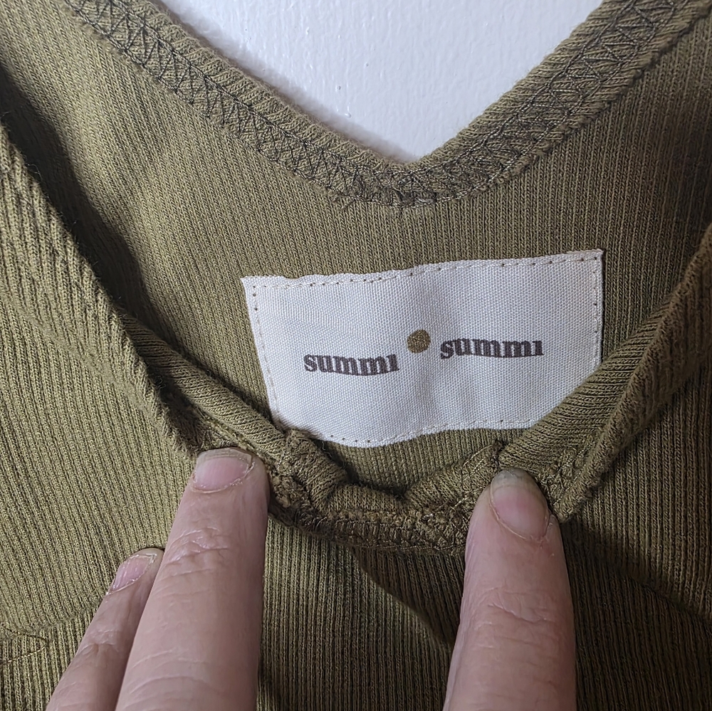 Summi Summi‎ Green Bodysuit Sleeveless V-neck Size Medium - Picture 4 of 5